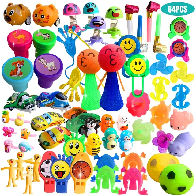 Main image of Party Favors for Kids, 64 Pcs Small Toys Prizes Bulk, Easter Basket Goodie Bag Stuffers, Pinata Egg Fillers, Treasure Box Toys for Classroom, Prize Box Birthday Gift Bag Student Rewards