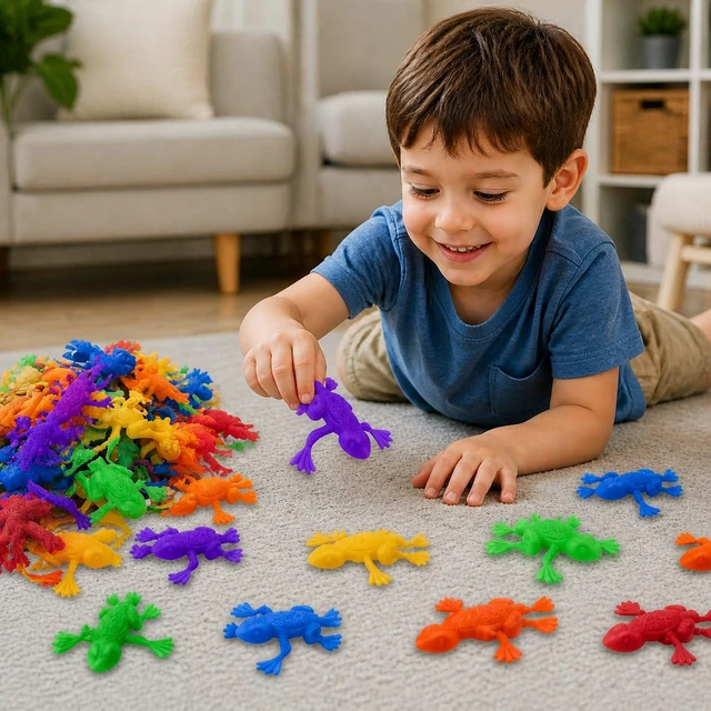 Alt view image 6 of 7 - 144-Pack jump and leap frogs 2" Colorful Plastic Jumping Toys for Holiday Parties, Stocking Stuffers, Classroom Gifts, Winter Games & Fun Christmas Giveaways for Kids Ages 3+