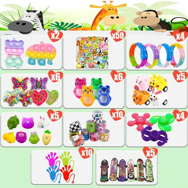 Alt view image 2 of 7 - 107 PCS Party Favors Toys, Treasure Box Toys for Classroom, Pop Fidget Toys Treasure Chest for Kids Prizes Classroom, Bulk Pinata Stuffers Goodie Bag Fillers for Kids 4-8