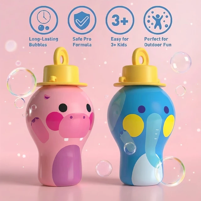Alt view image 3 of 7 - No-Spill Bubble Tumbler, 2-Pack for Toddlers & Kids | Patented no-spill internal funnel; Lion & Crocodile animal designs; builds fine motor skills