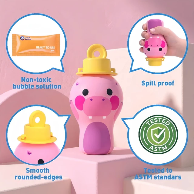 Alt view image 6 of 7 - No-Spill Bubble Tumbler, 2-Pack for Toddlers & Kids | Patented no-spill internal funnel; Lion & Crocodile animal designs; builds fine motor skills