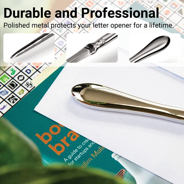Alt view image 2 of 6 - Safe Edge Letter Opener Knife, Silver, 1 Pack | Premium Weighted Feel | Safe Cutting Edge | Opens Mail with Ease