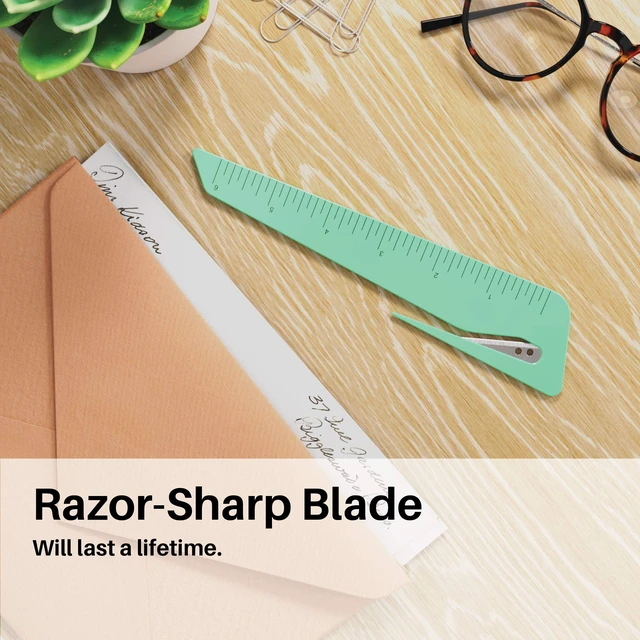 Alt view image 5 of 5 - Ruler & Letter Opener Combo - Easy to Hold - Oversized Grip - Colorful 6 Inch Ruler - Envelope Opener w/Measuring Tool - Perfect for Crafts, Drafting, Sewing, & Drawing - (3 Pack)