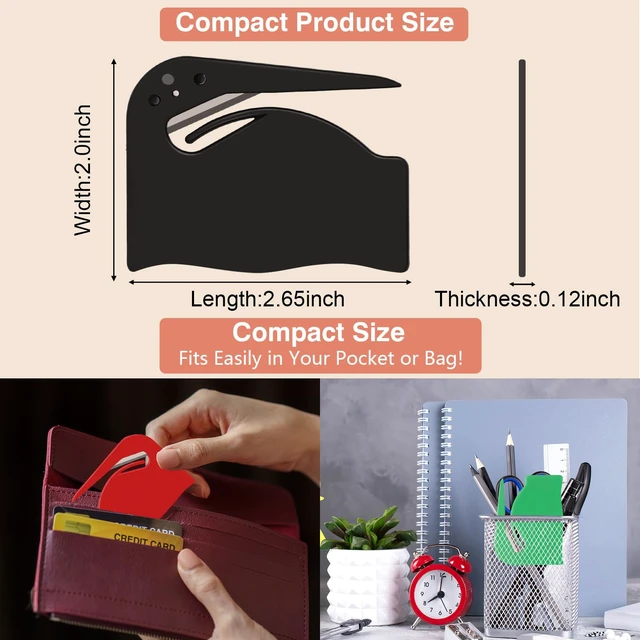 Alt view image 4 of 7 - Letter Opener Envelope Slitter 8 Pack, Mail Opener and Envelope Opener with Concealed Blade, Portable Letter Openers for Home Office Mailroom Travel, 4 Colors, 2 Each