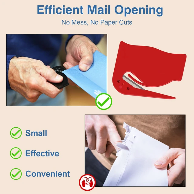 Alt view image 7 of 7 - Letter Opener Envelope Slitter 8 Pack, Mail Opener and Envelope Opener with Concealed Blade, Portable Letter Openers for Home Office Mailroom Travel, 4 Colors, 2 Each
