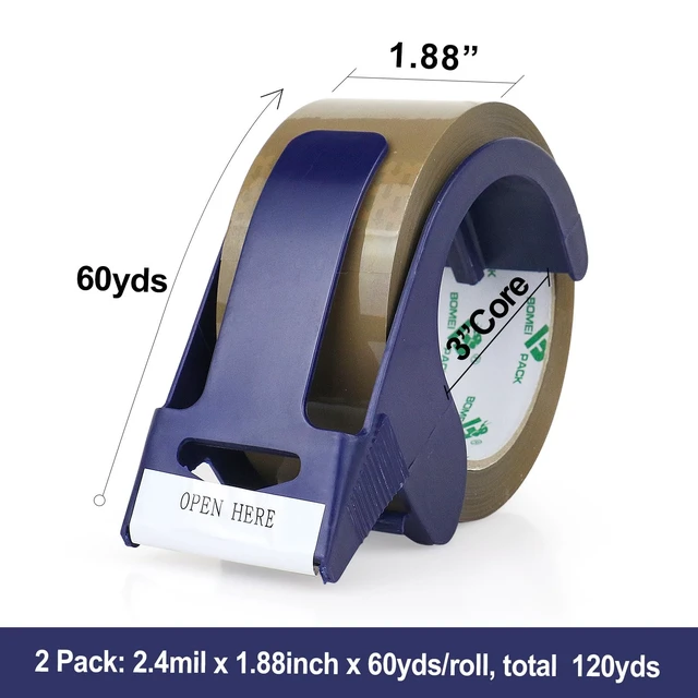 Alt view image 2 of 7 - 2 Rolls Brown Noiseless Packing Tape 1.88 Inches x 60Yards | Heavy Duty Packaging Tape , Industrial Grade Shipping Tape for Moving Packaging Shipping, Office & Storage