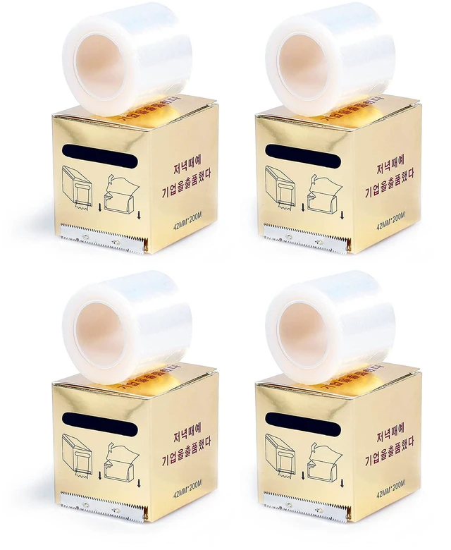 Main image of 4 PCS Disposable Eyebrow Tattoo Plastic Wrap Preservative Film Make Up Supplies Wrap Cover Tape Roll, 42mm x 200m