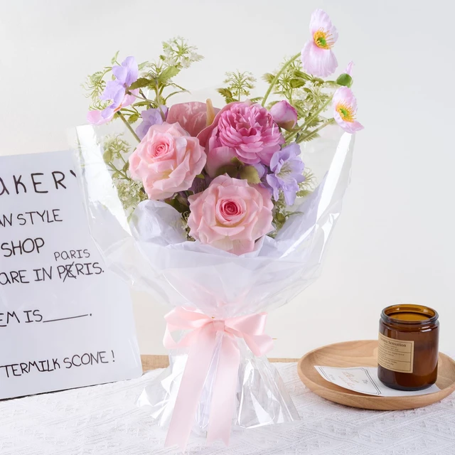 Alt view image 5 of 7 - 34 In x 100 Ft Clear Cellophane Wrap Roll | 34" Fold into 17", Extra Wide, 2.5 Mil Thick Transparent Wrapping Paper for Baskets, Flower Bouquets