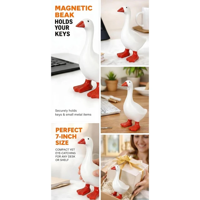 Alt view image 5 of 7 - Desk Goose 7 Inch Mini Desktop Goose Statue Office Desk Decor | 7-inch desktop goose decor for office and home. Magnetic beak holds small accessories like keys and clips. Fun gift idea