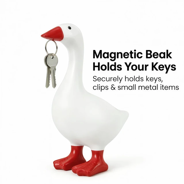 Alt view image 6 of 7 - Desk Goose 7 Inch Mini Desktop Goose Statue Office Desk Decor | 7-inch desktop goose decor for office and home. Magnetic beak holds small accessories like keys and clips. Fun gift idea
