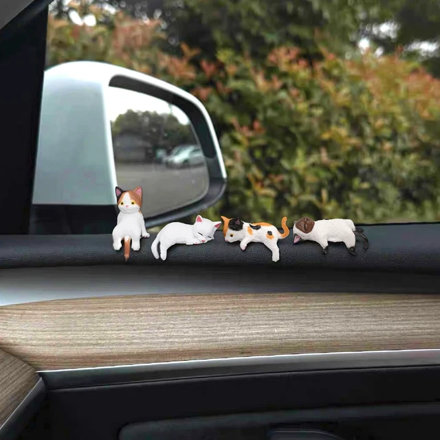 Alt view image 2 of 7 - 12 Pcs Cat Car Decor Dashboard Accessories, Mini Cat Figurines Cute Car Rear View Mirror Gifts, Funny Computer Monitor Desk Decorations for Women Girl