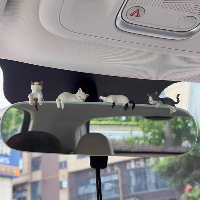 Alt view image 7 of 7 - 12 Pcs Cat Car Decor Dashboard Accessories, Mini Cat Figurines Cute Car Rear View Mirror Gifts, Funny Computer Monitor Desk Decorations for Women Girl