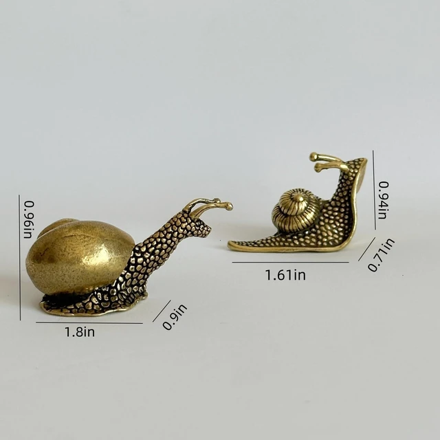 Alt view image 4 of 7 - 3Pcs Brass Snail Statue Set,Vintage Mini Copper Figurines for Desk Garden | Charming mini brass snail sculptures,3-piece set adds vintage warmth and rustic character to any desk,shelf,garden or pond