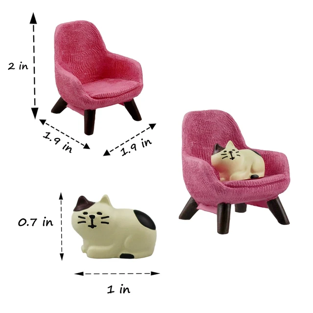 Alt view image 2 of 6 - Miniature Cat Figurines with Small Sofa - Resin Mini Cat Figures, Kitten Miniature Desk Accessories - Perfect Cute Cat Gift for Cat Lovers (Pink Sofa)