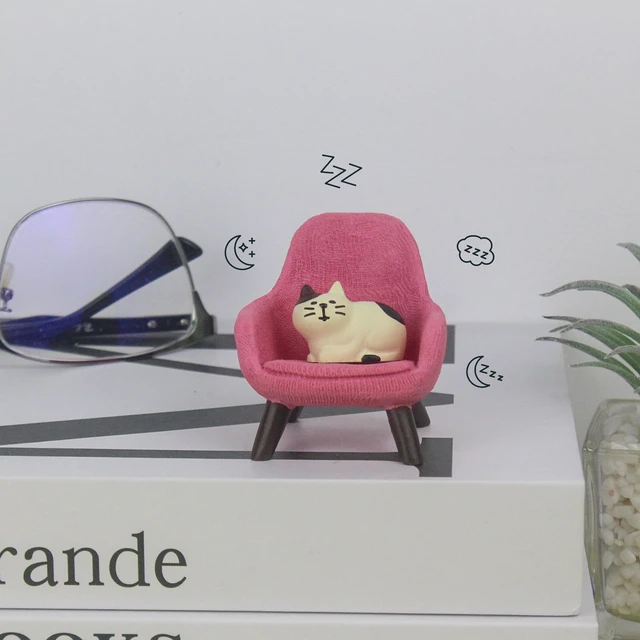 Alt view image 3 of 6 - Miniature Cat Figurines with Small Sofa - Resin Mini Cat Figures, Kitten Miniature Desk Accessories - Perfect Cute Cat Gift for Cat Lovers (Pink Sofa)