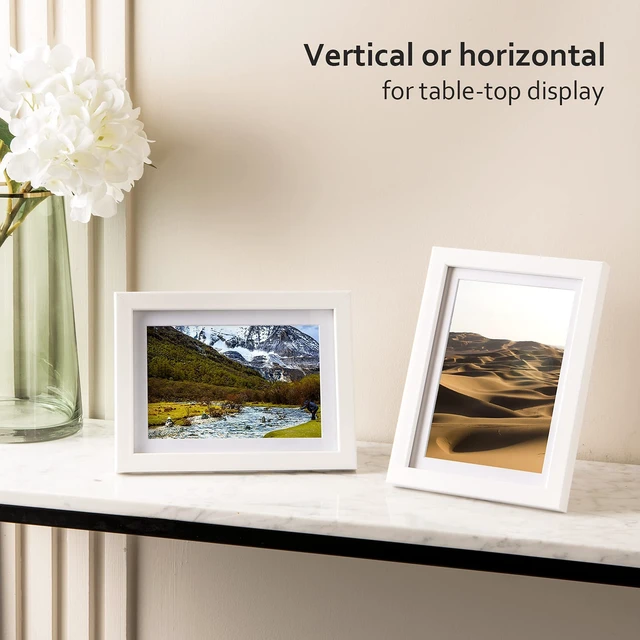 Alt view image 4 of 7 - 5x7 Picture Frame White, Wooden Photo Frame Matted 4x6 with Plexiglass for 4x6 with Mat or 5x7 without Mat for Table and Wall Display