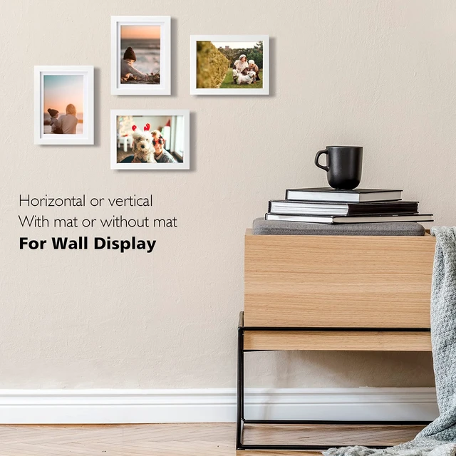 Alt view image 5 of 7 - 5x7 Picture Frame White, Wooden Photo Frame Matted 4x6 with Plexiglass for 4x6 with Mat or 5x7 without Mat for Table and Wall Display
