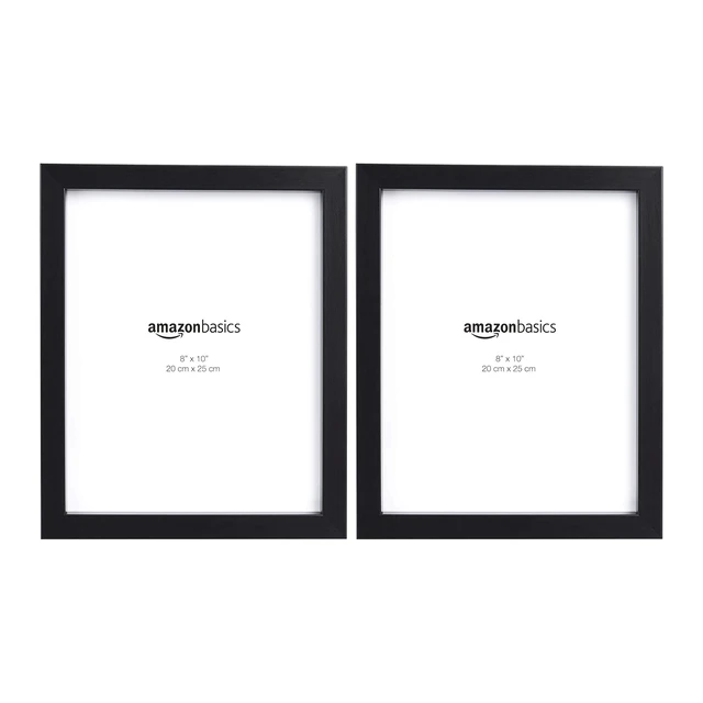 Alt view image 2 of 4 - Rectangular Photo Picture Frame, 8" x 10", Wall Hanging or Tabletop Display, Black, 2-Pack, Horizontal or Vertical
