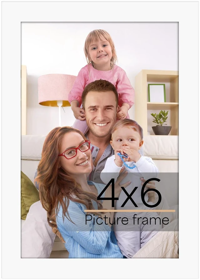 Main image of 4x6 Picture Frame White, 4 by 6 Thin Photo Frame for Wall Tabletop Display, Single