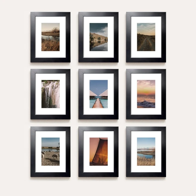 Alt view image 2 of 7 - 8x10 Picture Frame, 8 x 10 Frame Display Pictures 5x7 with Mat or 8x10 Without Mat, Stable and Sturdy Black Frame and Polished Plexiglass, Horizontal and Vertical Format of The Walls, 1 Pc