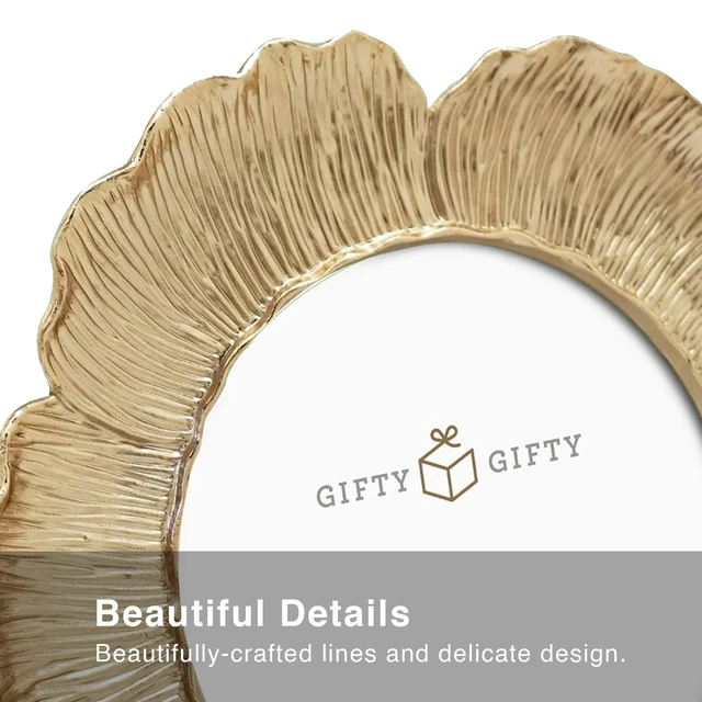 Alt view image 6 of 7 - Circular Gold Floral Photo Frame / 4x4 In | For Tabletop Display | Perfect for Home Decor, Wedding, Graduation, Or Milestone Photos