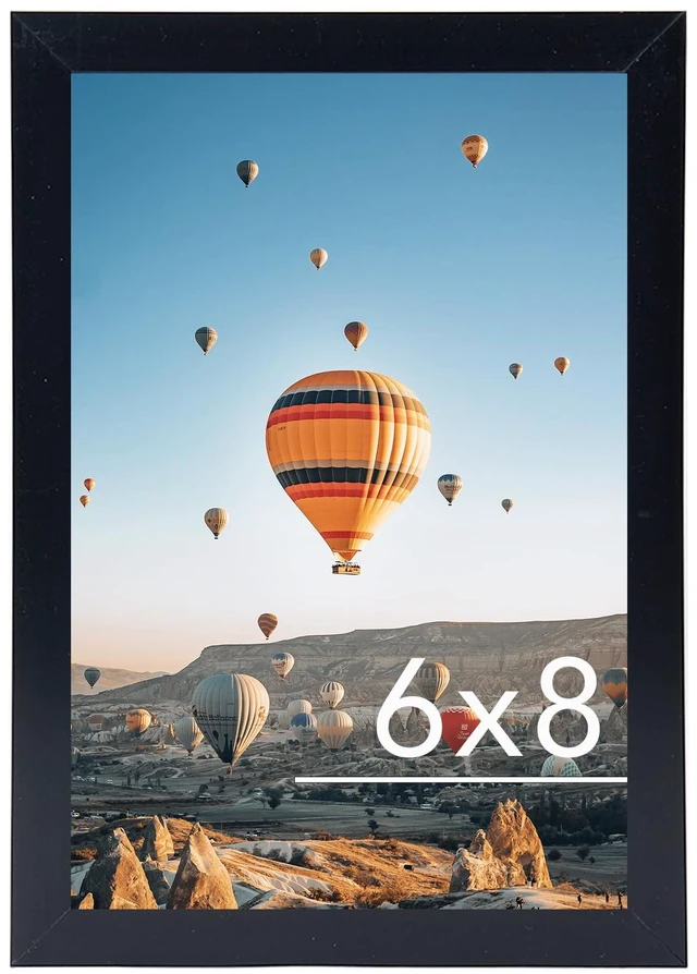 Main image of 6x8 Picture Frame Black for Wall Hanging or Tabletop, Wall Mounting Horizontally or Vertically, 6 x 8 Wall Gallery Poster Photo Frame with Shatter Resistant Plexiglass, Black