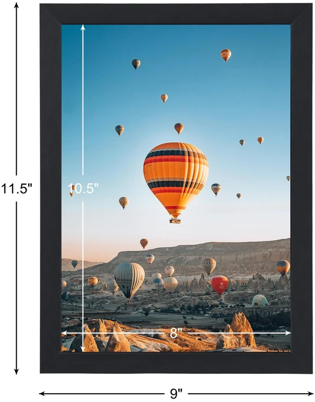 Alt view image 3 of 7 - 8.5x11 inch Picture Frame Black for Certificate Poster and Photo, Horizontal and Vertical Formats for Wall Hanging or Tabletop, 8.5x11 Frame with Shatter Resistant Plexiglass, Black