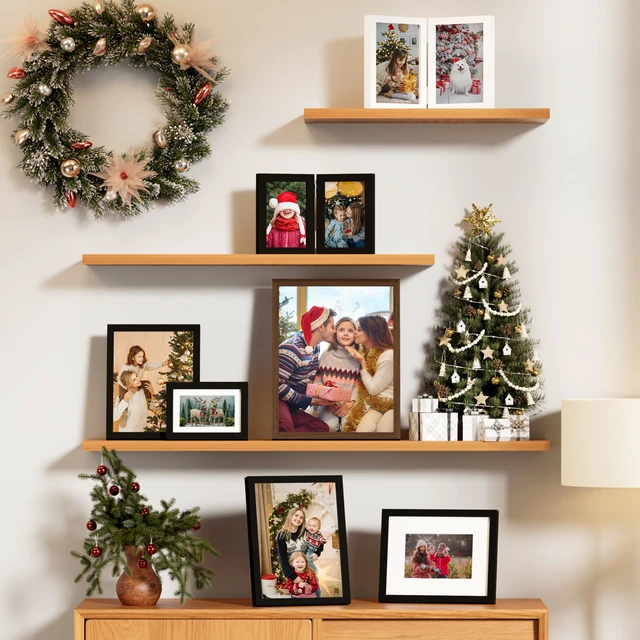 Alt view image 7 of 7 - Double 4x6 Picture Frame Vertical, Black | Engineered Wood Bifold Photo Frame with Plexiglass, Fits 2 4x6 Pictures for Tabletop Display, 1 Pack