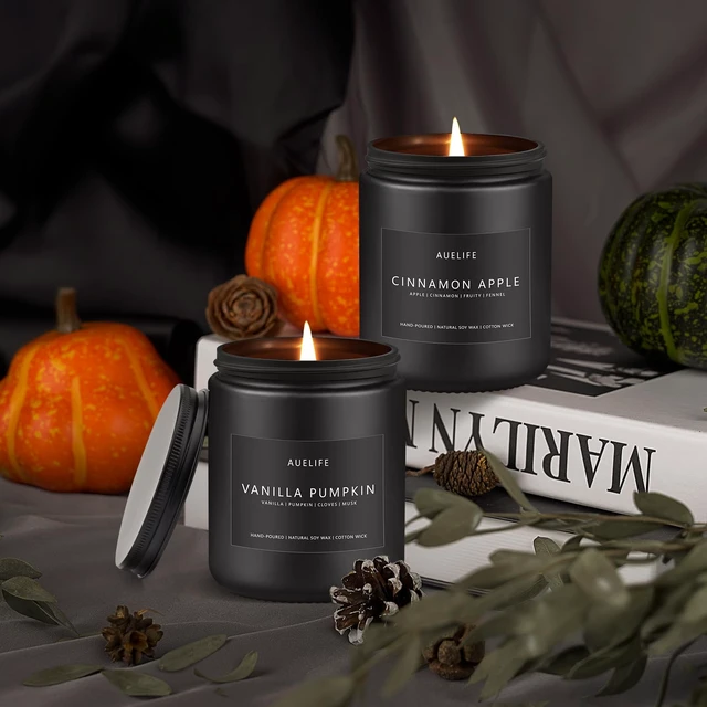Alt view image 3 of 7 - Fall Candle, Vanilla Pumpkin Scented for Home, Soy Wax | Autumn aromatherapy candle; 50-Hour Burn; Fall home decor; Holiday gift for women men