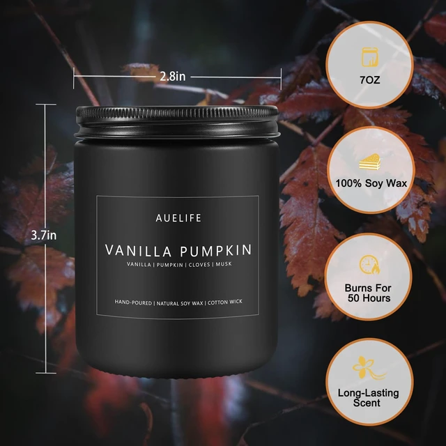 Alt view image 6 of 7 - Fall Candle, Vanilla Pumpkin Scented for Home, Soy Wax | Autumn aromatherapy candle; 50-Hour Burn; Fall home decor; Holiday gift for women men