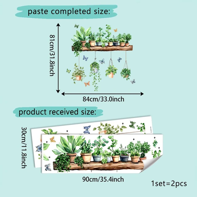 Alt view image 2 of 6 - 3D Potted Green Plant Shelf Wall Decals | Green Botanical Tropical Succulent Wall Stickers for Living Room Kitchen Home Decor