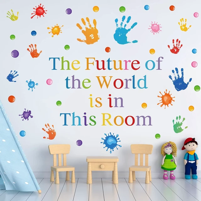 Main image of Colorful Inspirational Quotes Wall Decals Vinyl Classroom Wall Stickers | Paint Splatter Handprint Stickers,Motivational Postive Saying Decals,Inspiring Wall Decor for Bedroom Playroom Nursery