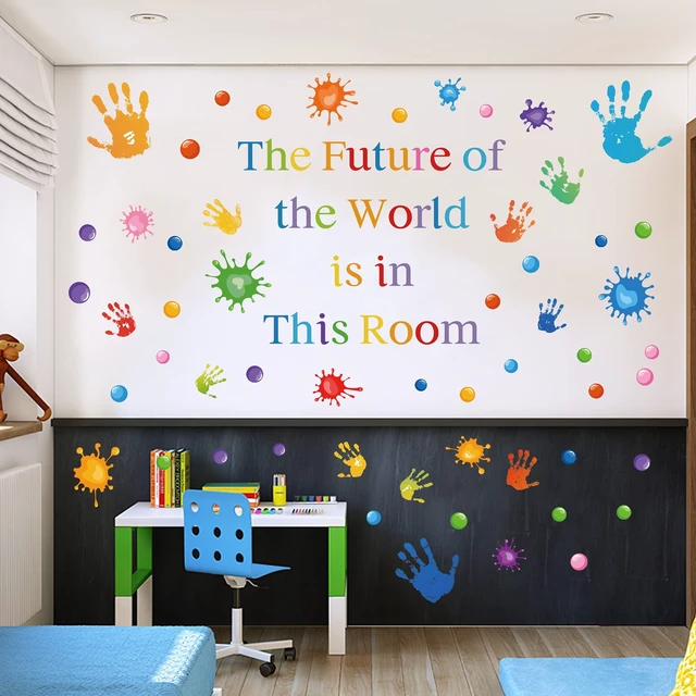 Alt view image 6 of 7 - Colorful Inspirational Quotes Wall Decals Vinyl Classroom Wall Stickers | Paint Splatter Handprint Stickers,Motivational Postive Saying Decals,Inspiring Wall Decor for Bedroom Playroom Nursery