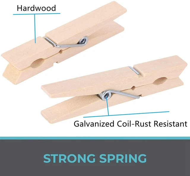 Alt view image 5 of 6 - 100pcs Clothes Pins Wooden Clothespins 3inch Heavy Duty Wood Clips for Hanging Clothes Pictures Outdoor