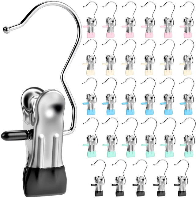 Main image of 30 Pack Heavy Duty Clothes Pins, Boot Hangers for Closet, Laundry Hook Hanging Clips Clamps for Closet Organizer Pants Hats Socks Towels Clips, Clothespins Hanger for Travel Handbag Legging