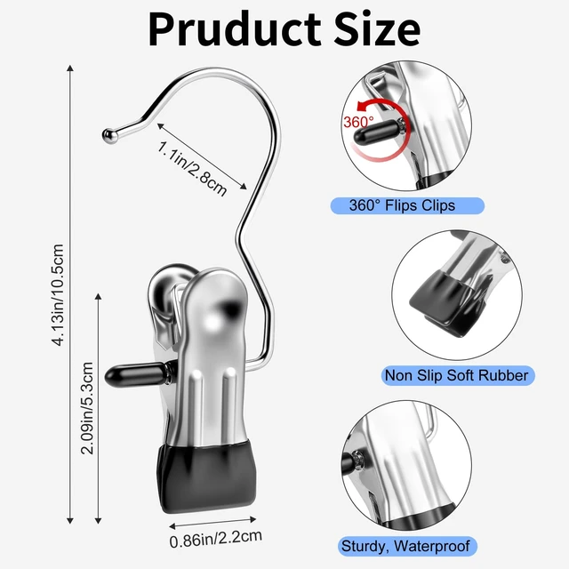 Alt view image 2 of 7 - 30 Pack Heavy Duty Clothes Pins, Boot Hangers for Closet, Laundry Hook Hanging Clips Clamps for Closet Organizer Pants Hats Socks Towels Clips, Clothespins Hanger for Travel Handbag Legging