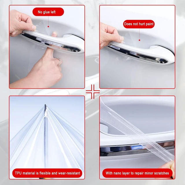 Alt view image 4 of 7 - 4PCS Car Door Handle Scratch Potector Films, Clear | non-marking protective layer, paint-covering barrier, fits most cars, SUVs and trucks, car exterior accessories