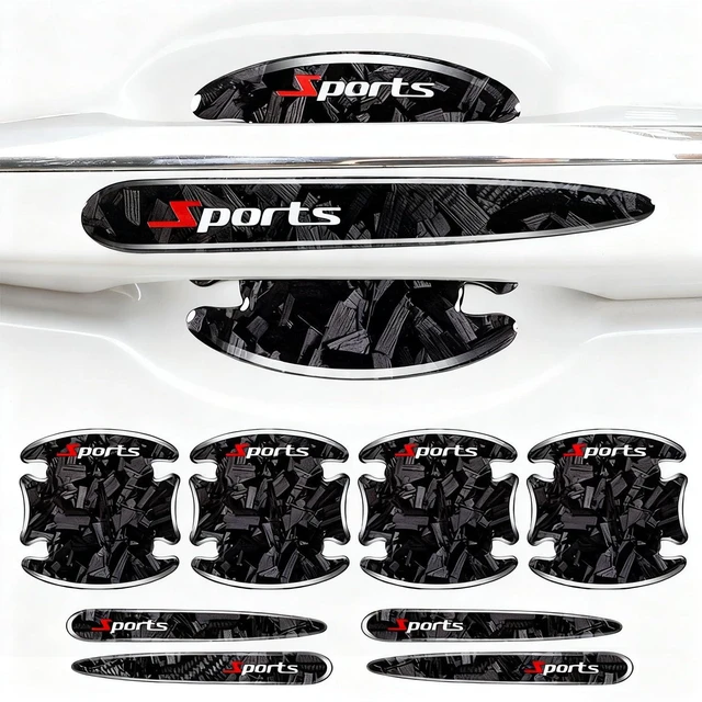 Main image of 8PCS Car Door Handle Scratch Protectors, 3D Patterned Carbon Fiber-MarkingAnti Scratch,Universal for Most Cars (Black)