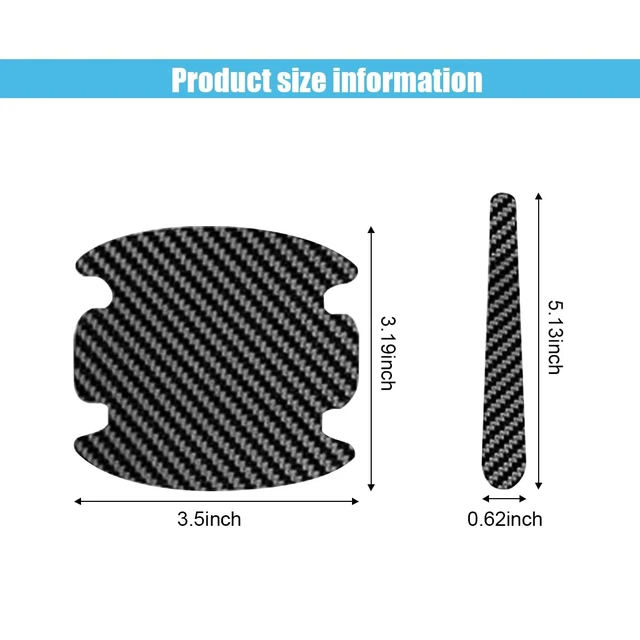 Alt view image 2 of 7 - 8PCS Carbon Fiber Car Door Handle Cup Scratch Protectors, Black | Car Door Handle Bowl Sticker, Auto Door Handle Cup Paint Guard Cover Protective Film, Universal for Most Vehicles Cars SUVs
