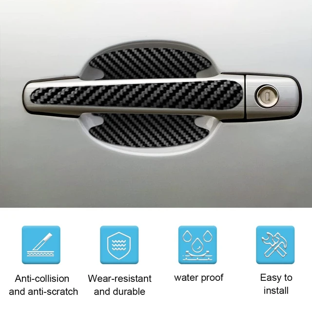Alt view image 4 of 7 - 8PCS Carbon Fiber Car Door Handle Cup Scratch Protectors, Black | Car Door Handle Bowl Sticker, Auto Door Handle Cup Paint Guard Cover Protective Film, Universal for Most Vehicles Cars SUVs