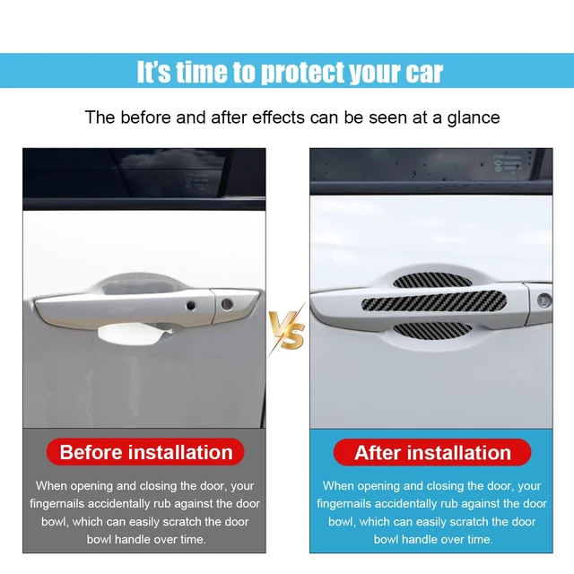 Alt view image 7 of 7 - 8PCS Carbon Fiber Car Door Handle Cup Scratch Protectors, Black | Car Door Handle Bowl Sticker, Auto Door Handle Cup Paint Guard Cover Protective Film, Universal for Most Vehicles Cars SUVs