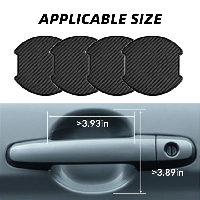 Alt view image 4 of 6 - 4PCS Car Door Handle Cup Scratch Protectors, TPU Carbon Fiber Door Bowl 3D Sticker, Handle Paint Cover Guard Pad, Universal Door Handle Protective Film for Most Cars (Large-Black)