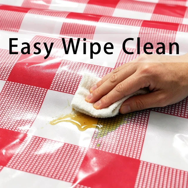 Alt view image 4 of 5 - 4 Pack Disposable Plastic Tablecloths, 54 x 108 Inch Waterproof Red White Gingham Check Table Covers, Rectangle Spillproof Table Cloths for Picnic, Birthday Party, Back to School Supplies