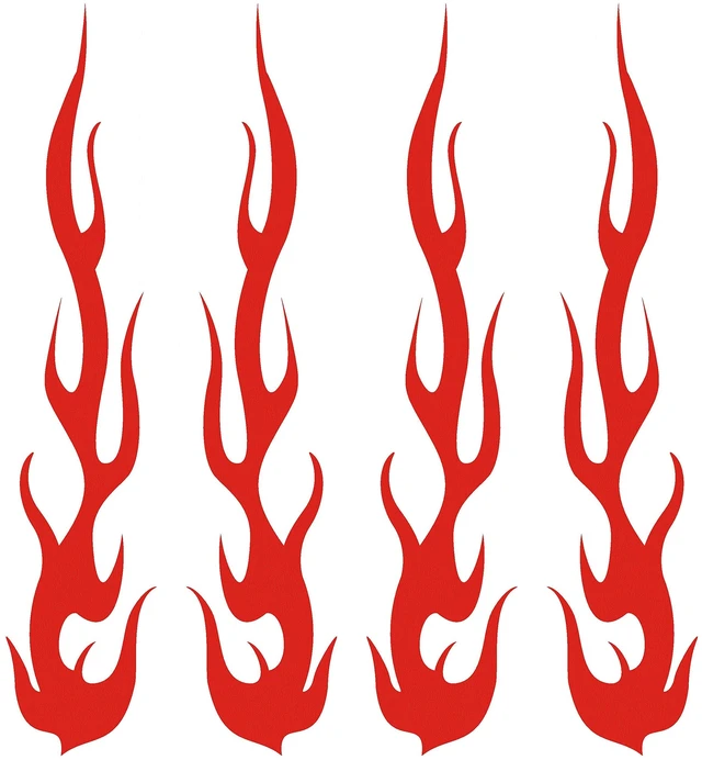 Main image of Red Hot Rod Flame Fire Tribal Retro Reflective Decals Sticker for Helmet Cane Bicycle 1"x5", 4 Pack