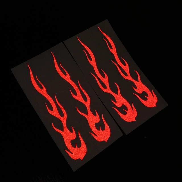 Alt view image 3 of 4 - Red Hot Rod Flame Fire Tribal Retro Reflective Decals Sticker for Helmet Cane Bicycle 1"x5", 4 Pack