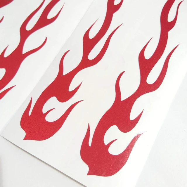 Alt view image 4 of 4 - Red Hot Rod Flame Fire Tribal Retro Reflective Decals Sticker for Helmet Cane Bicycle 1"x5", 4 Pack