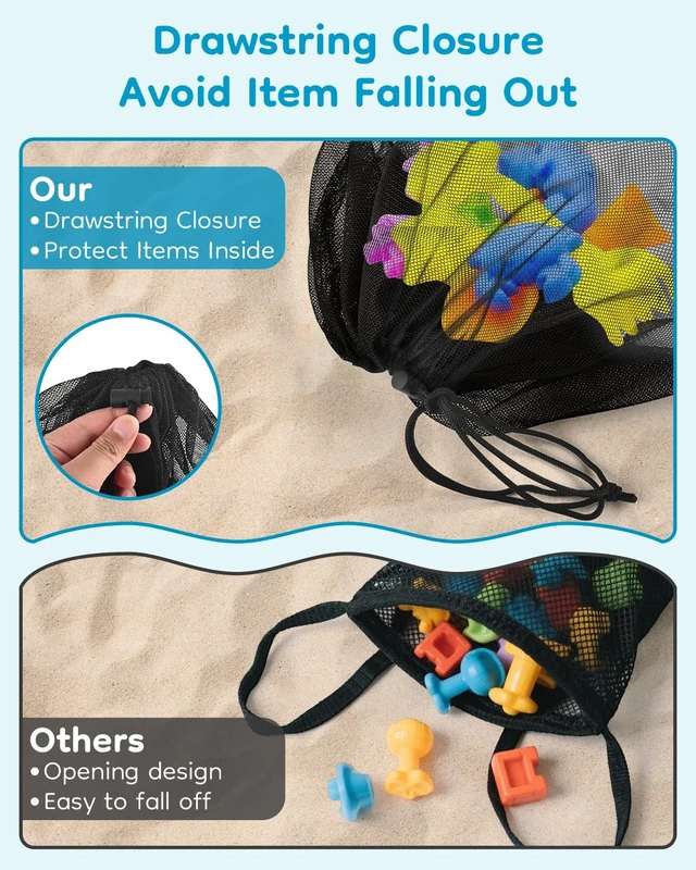 Alt view image 3 of 7 - 1PC Large Mesh Beach Bag Drawstring Toys Bag | 24" x 36" Swim Pool Toys Balls Storage Bags Gym backpack, Beach Toy Shells Organizer