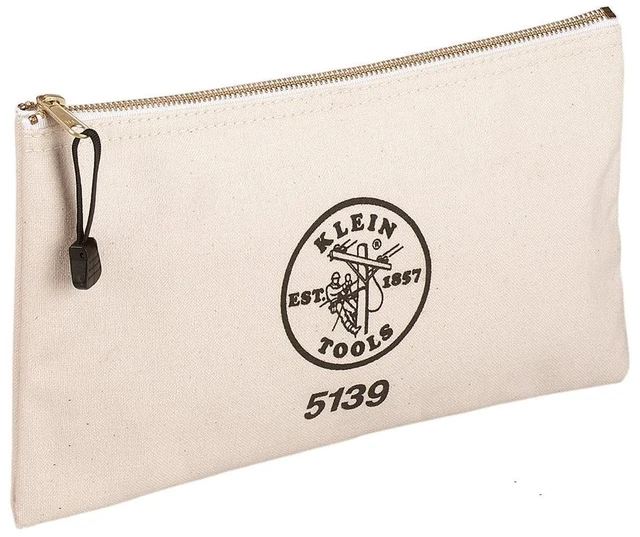 Main image of Zipper Bag, Canvas Tool Pouch with Heavy Duty Brass Zipper Close