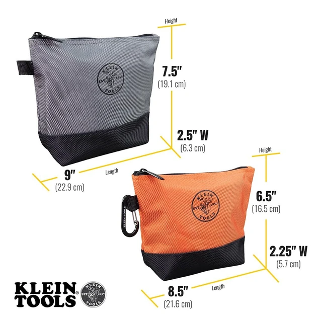 Alt view image 4 of 7 - 55470 Utility Bag, Stand-Up Zipper Tool Bags, Tough 1680d Ballistic Weave, Reinforced Bottoms, Orange/Black, Gray/Black, 2-Pack