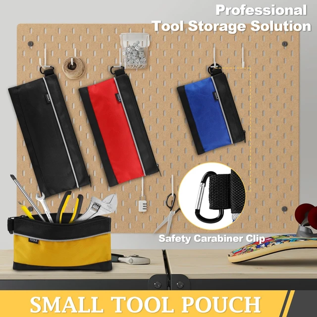 Alt view image 6 of 7 - 4 Pack Tool Pouch, Small Tool Bag with Zipper, 1680D Oxford Tool Pouches | Waterproof Multipurpose with Carabiner for Men Tools, Tools, Stationary, Pencil Pouch, Storage Organizer